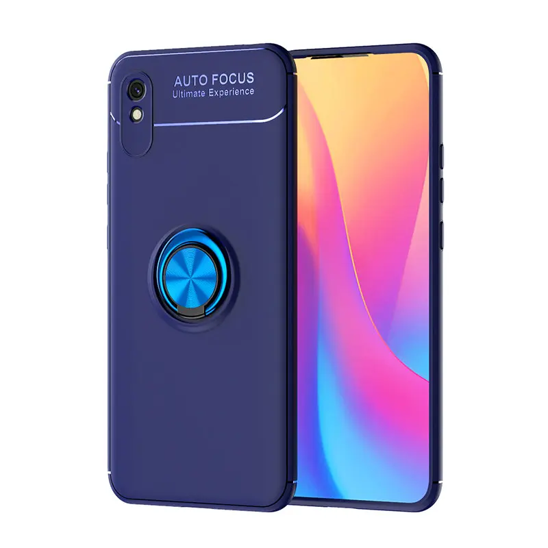 

Redmi 9A 9AT Case Metal Ring Holder Silicone Bumper with TPU Shockproof Back Cover Case For Xiaomi Redmi 9A Sport 9AT Redmi9A