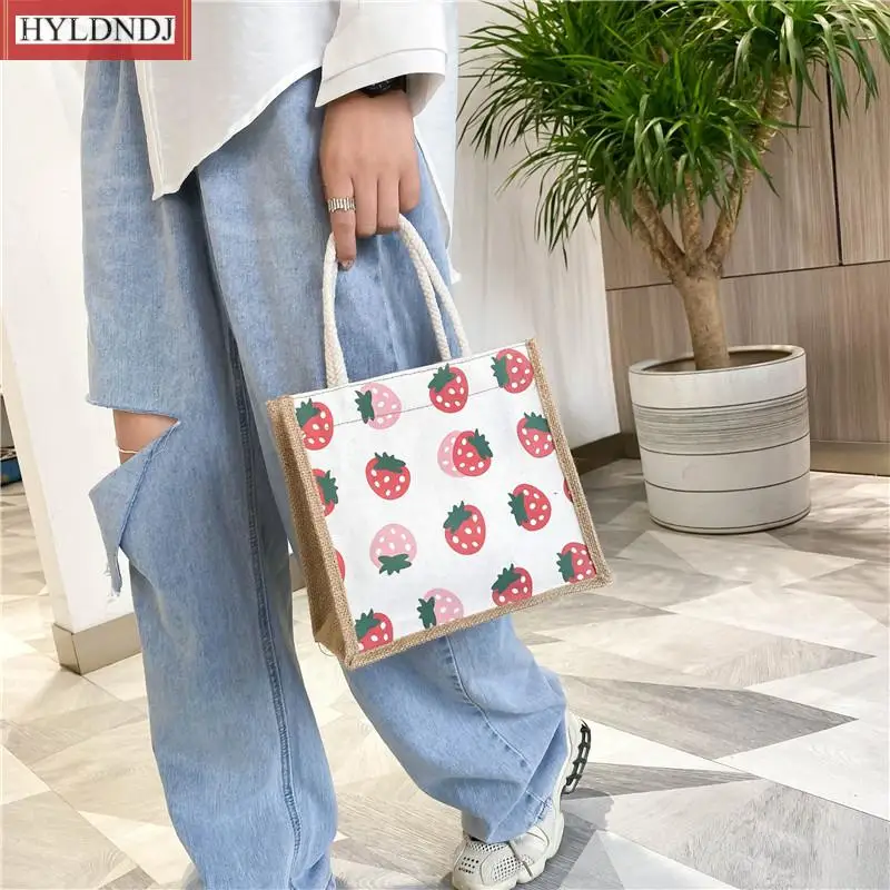 

Korea Fashion Style Personalized Portable Lunch Bag Food Picnic Bags Print Pattern Picnic Travel Bento Bag Canvas Lunch Bag