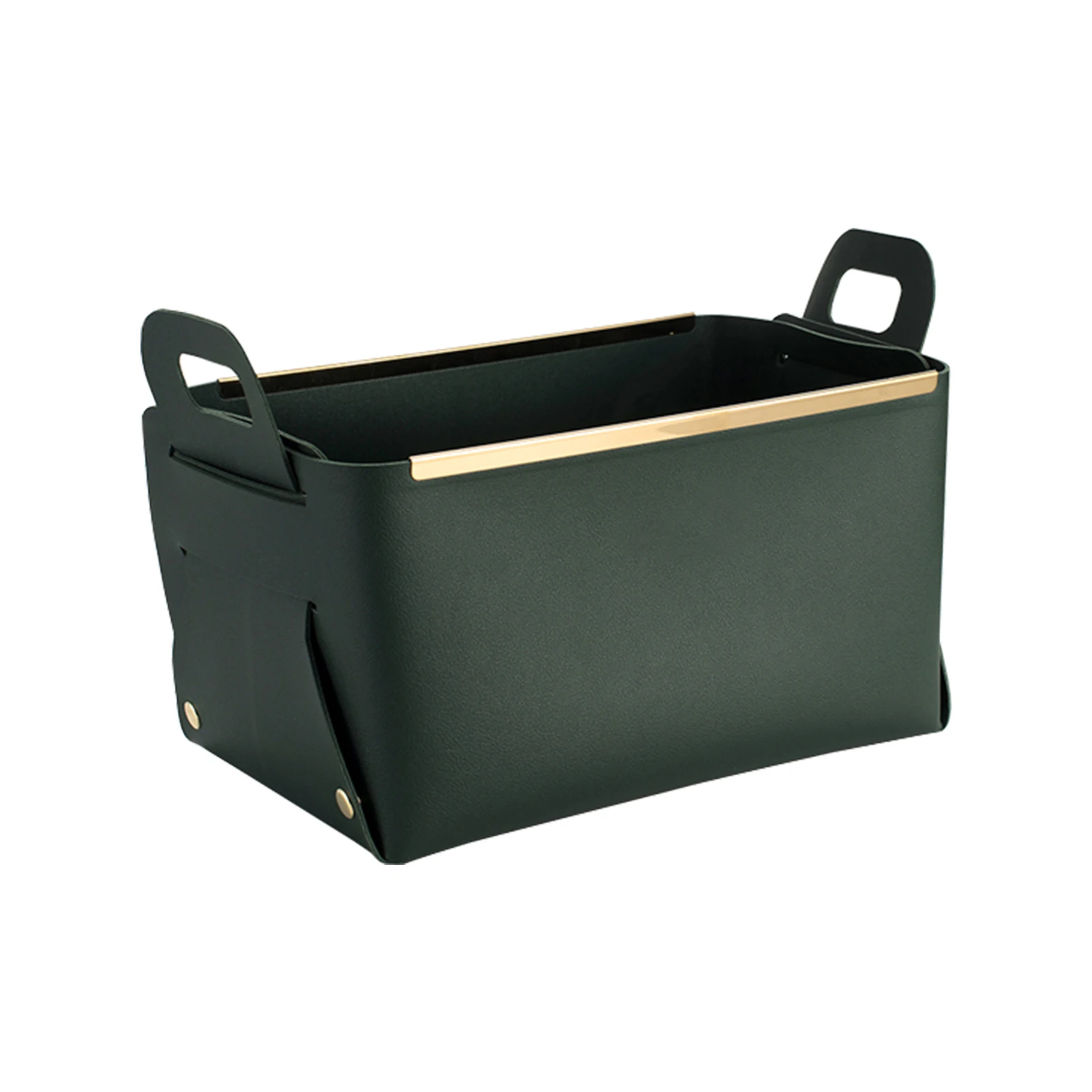 

Bathroom Rectangle PU With Handle Storage Basket Desktop Multifunction Makeup Toys For Bedroom Jewelry Organizer Large Capacity