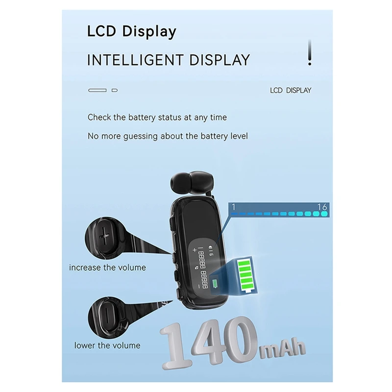 Новые бизнес-наушники с клипсой громкая связь Bluetooth V5.4 ЖК-дисплей беспроводная