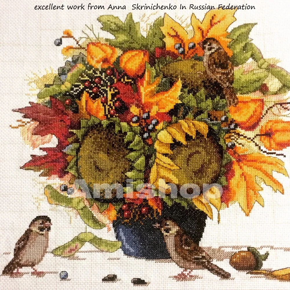 Amishop высококачественный милый набор для вышивки крестом ваза букета