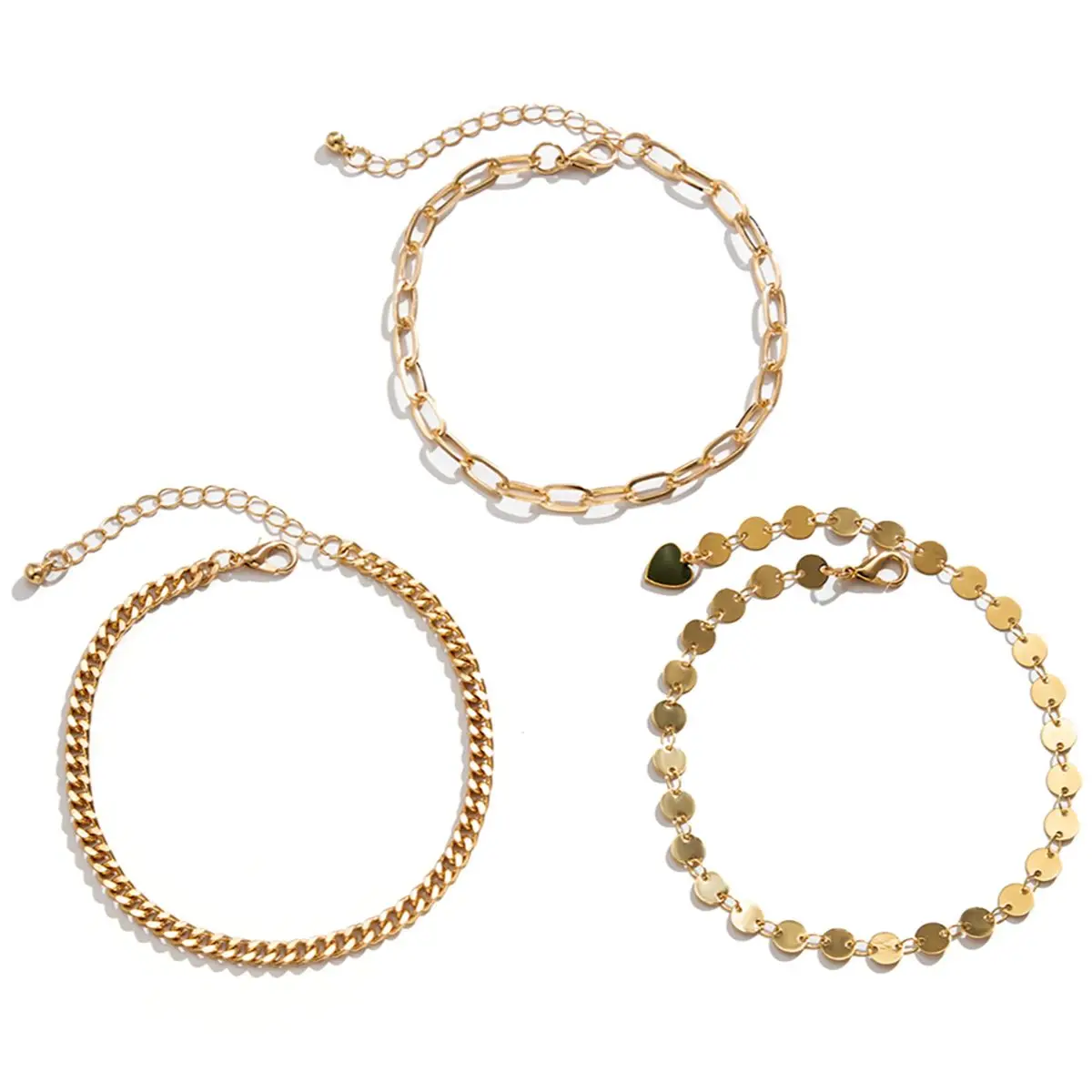 

KunJoe Set Bohemian Ankle Bracelet for Women Girls Gold Color Heart Dainty Anklets Foot Beach Charms Chain Jewelry Gifts Friends