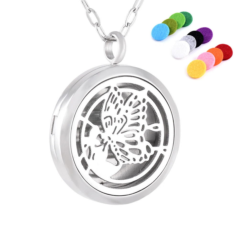 

Медальон IJP0144, кулон для женщин, ожерелье для духов, оптовая/розничная продажа, бабочка из нержавеющей стали, эфирное масло, диффузор, аромат...