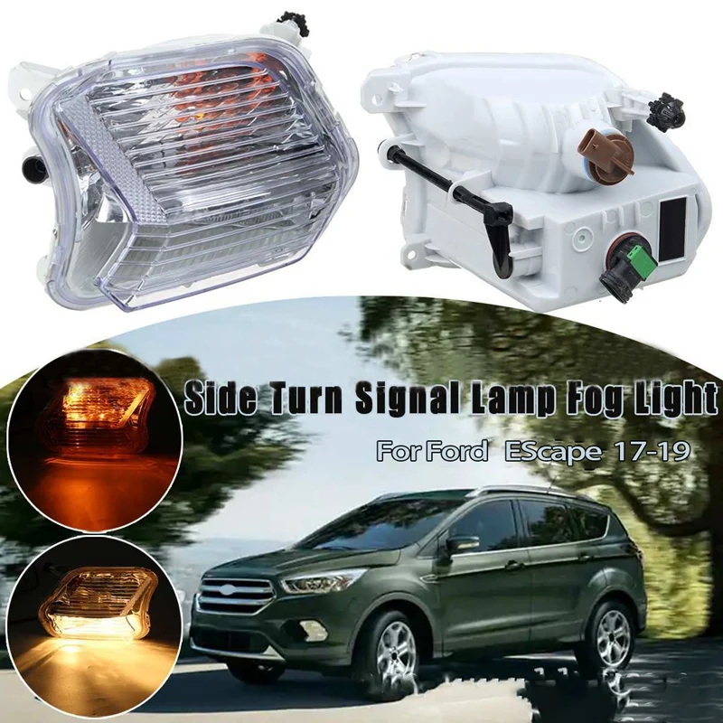 

1Pair Car Front Fog Lights Replacement Car Light Assembly with Bulb Turn Signal Lamp for Ford Escape Kuga 2017-2019