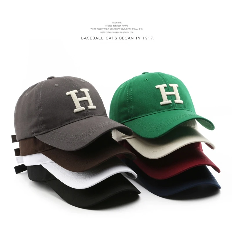 

SLECKTON Cotton Baseball Cap for Women and Men Summer Sun Cap Fashion Letter "H" 3D Embroidery Snapback Hat Unisex Bonnet Gorras