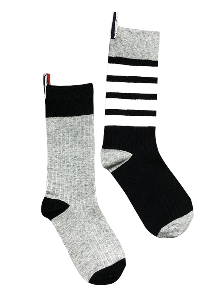 3 pairs of tb socks men's and women's net red medium-high tide brand cotton four-bar striped stockings gift box tide