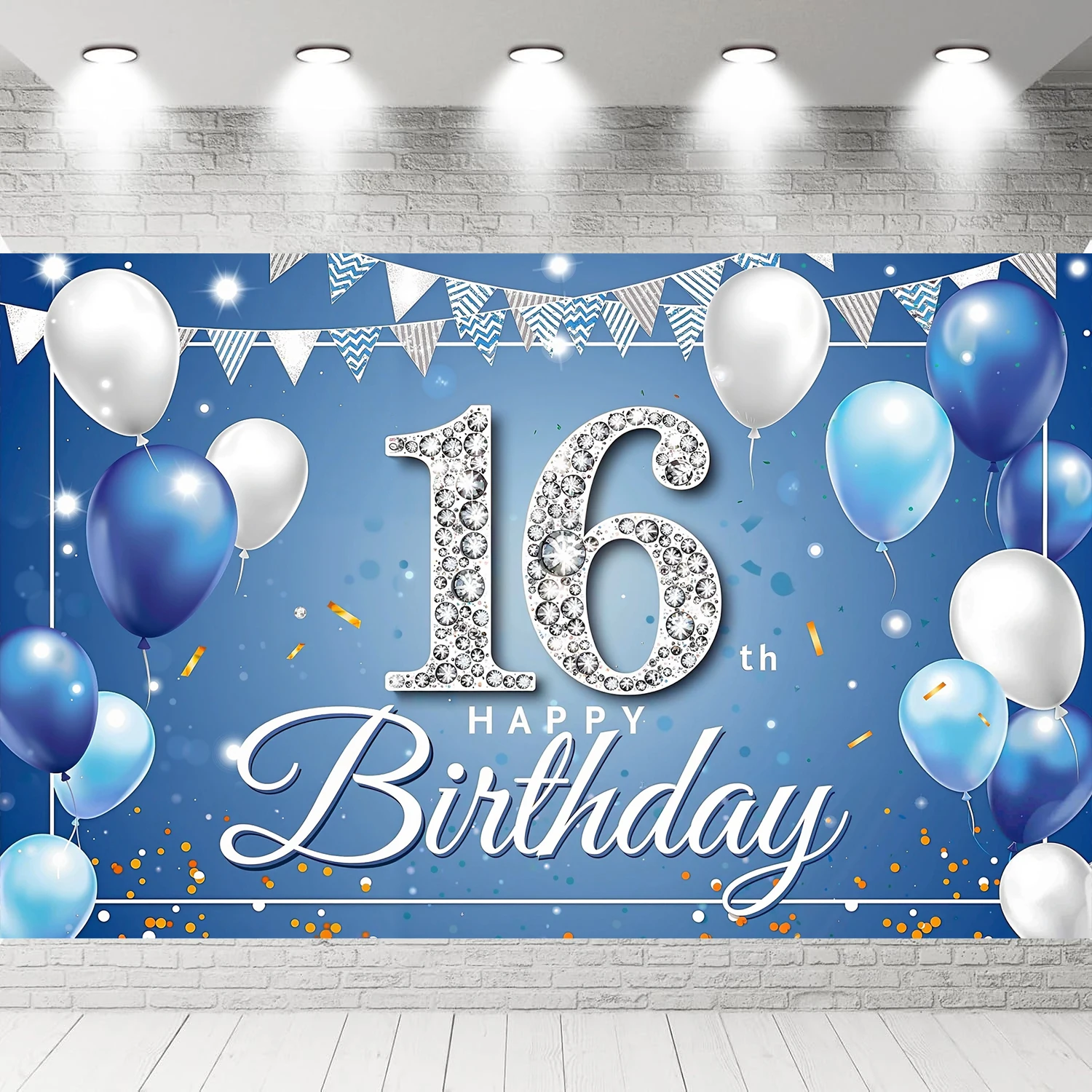 Синие воздушные шары фоны на 16-й день рождения для девочек и мальчиков