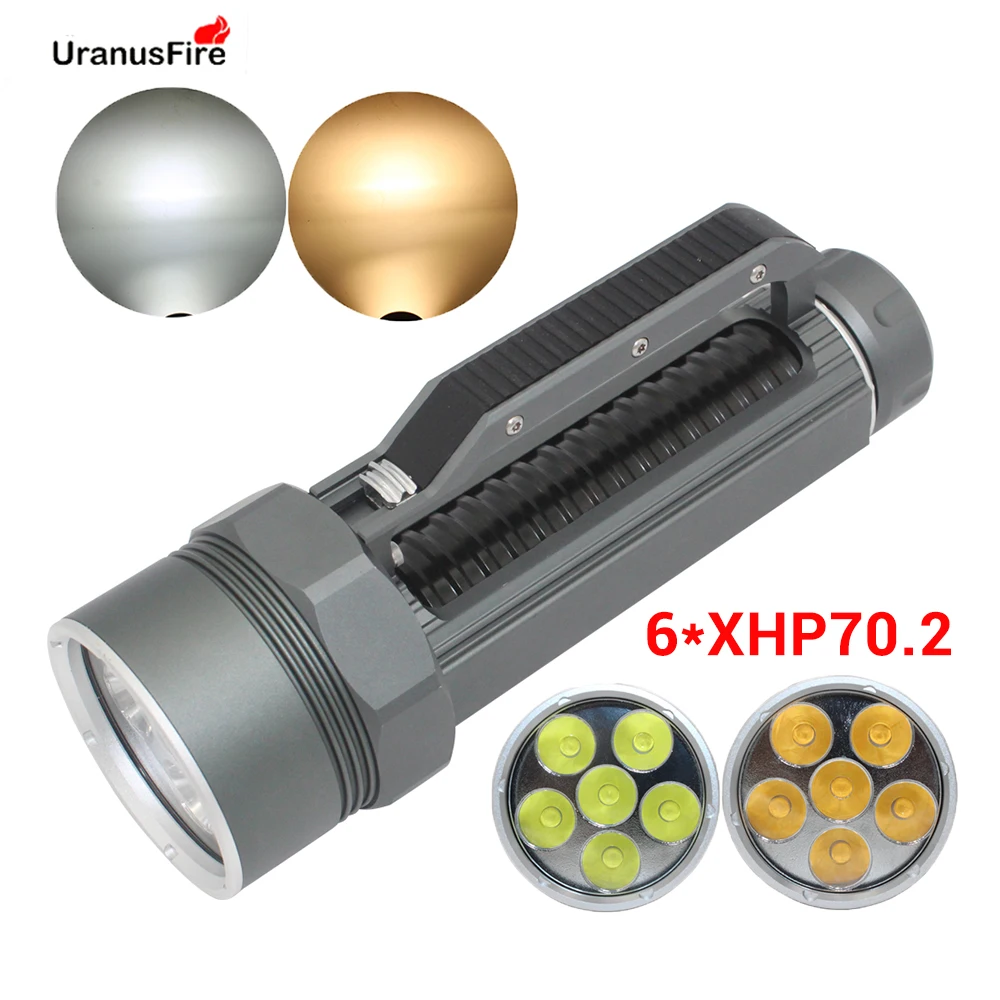 

Super Brightest XHP70.2 LED Diving Flashlight Torch 26650 32650 Waterpoof 100m Underwater 10000lm Scuba 6*xhp70 .2 Dive Lamp