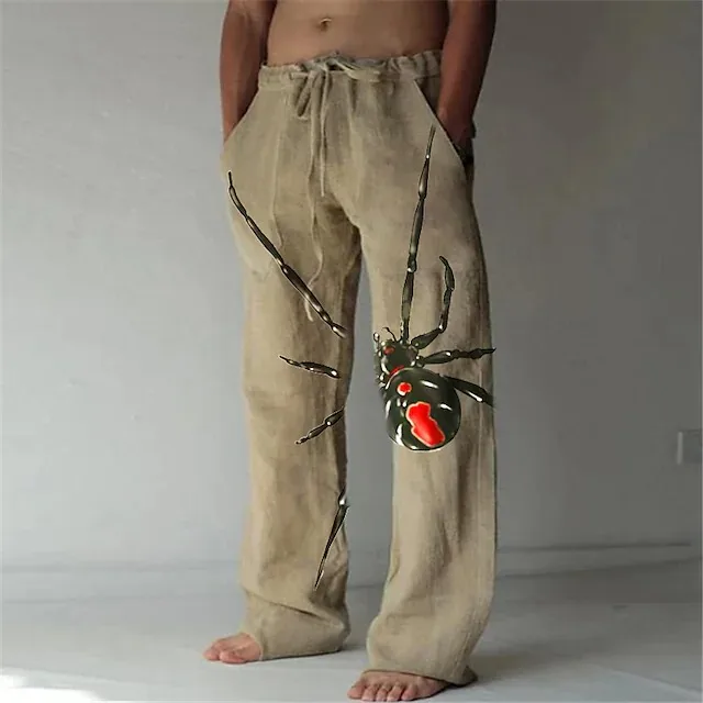 Брюки мужские прямые с 3D принтом модные эластичные штаны на шнуровке