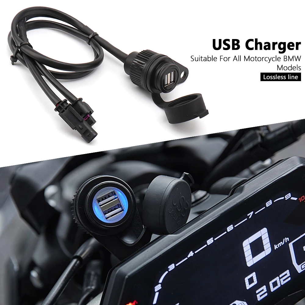 

Motorcycle Charger Adapter Power Supply Socket USB Dual Port For BMW G310GS F650GS F750GS F700GS F850GS F800GS F900R C400X R18