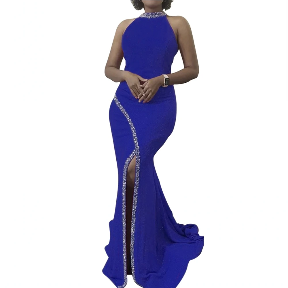 

2022 African Dresses For Women Party Dashiki Clothing Sequins Split Long Maxi Dress Robe Africaine Femme Clothes Africa Dress