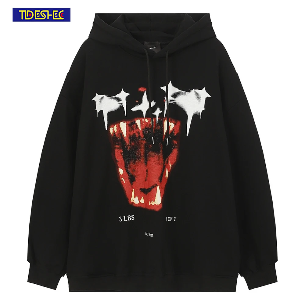 

Свитшот мужской в стиле хип-хоп, уличная одежда с капюшоном и надписью гигантская змея, модный Повседневный пуловер оверсайз в стиле Харадз...