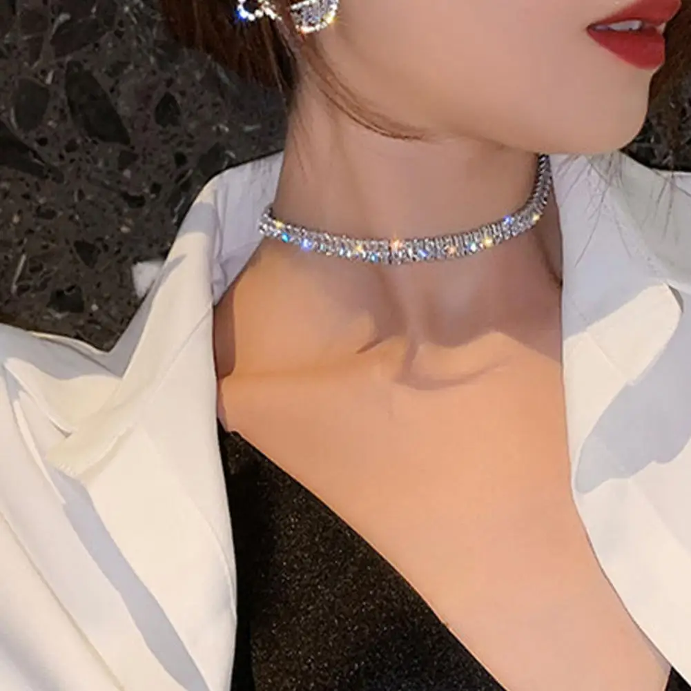 

Statement Wear Resistant Fine Workmanship Full Cubic Zirconia Shining Choker Collar Collar Necklace Jewelry Gift