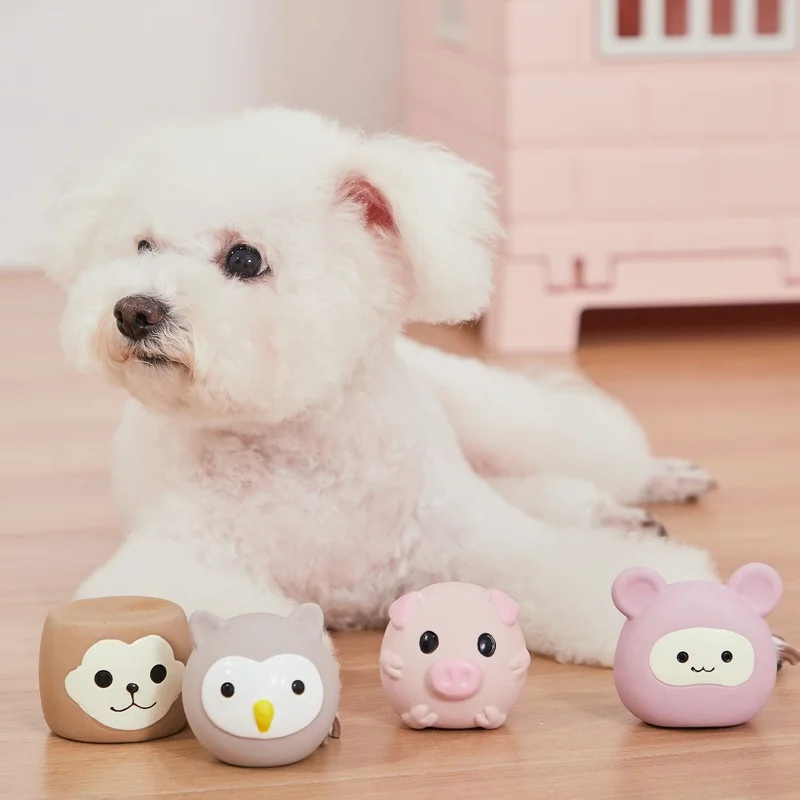 

Latex Vocal Ball Cartoon Animal Pet Grinding Teeth Toys Rose Red Pig Yellow Balls Chicken Round Cow Dogs Chew Training Products