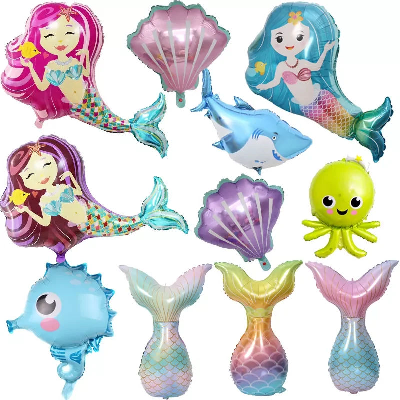 

Mermaid ocean Marine life theme Party Balloons Kids Birthday Party Decorations Baby Shower Decor Helium Globos kids toy