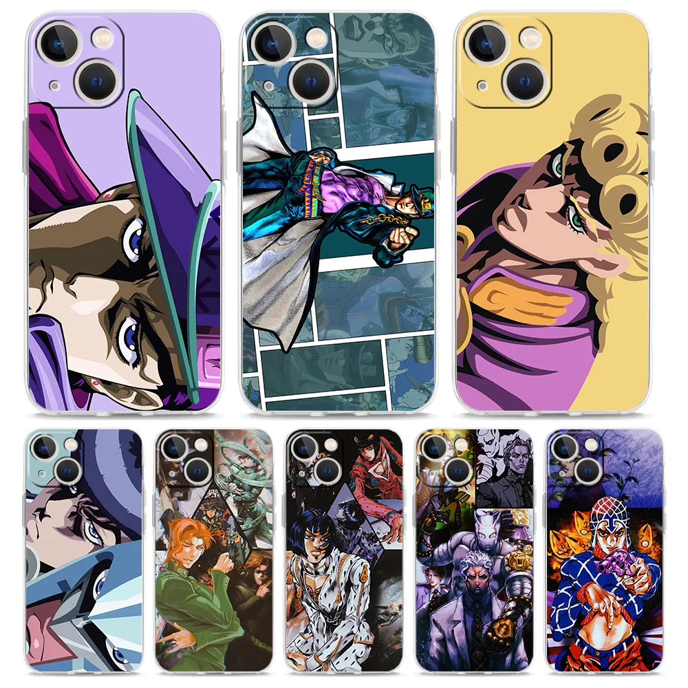 

JoJo's Bizarre Adventure Anime Phone Case For iPhone 13 11 12 Pro Max X XR XS 7 8 Plus SE 2020 Transparent Soft Silicone Cover