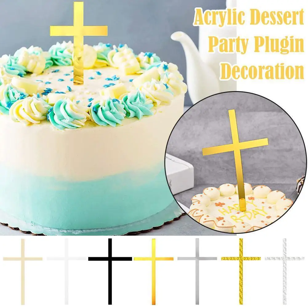 

Thin Religious Cross Crucifix Cake Topper - Christening Baptism Christian Cross or Crucifix Cake Decoration - Cross for Chi T6M4