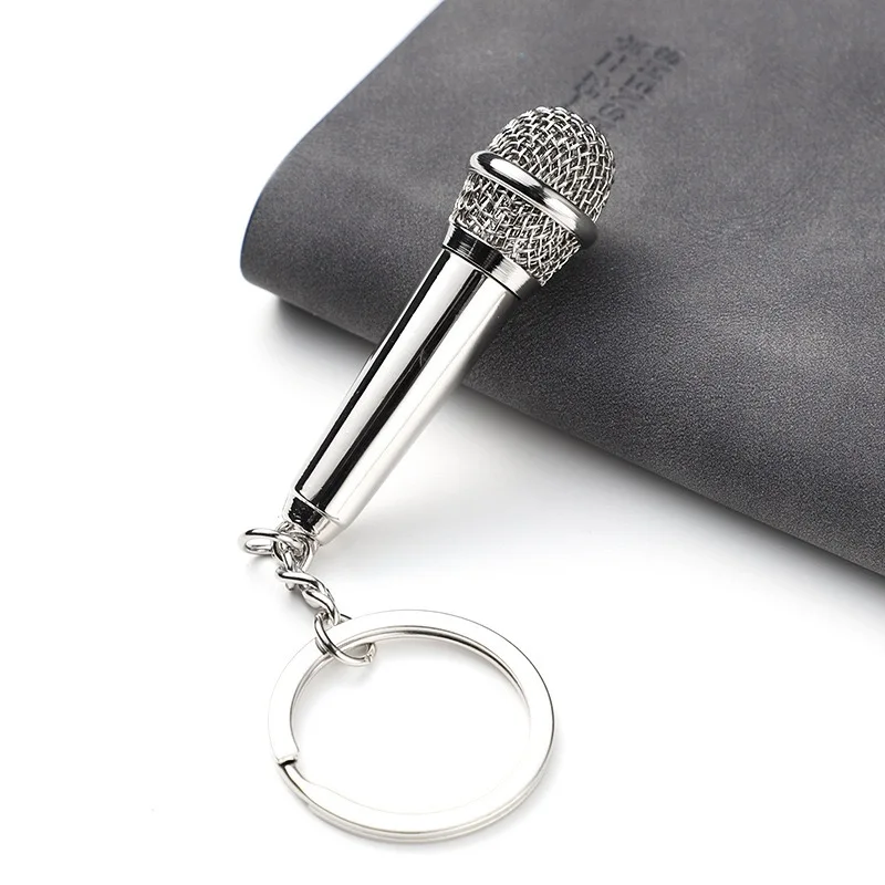 

Cute Mini Microphone Keychain Rap Singer Music Lover Rock Keychain Bag Car Decoration Pendant