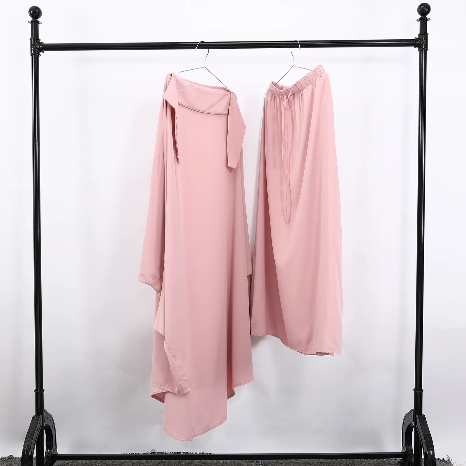Eid Hooded Muslim Women Overhead Hijab Two Piece Dress Skirt Prayer Garment Jilbab Abaya Long Khimar Ramadan Full Cover Clothing