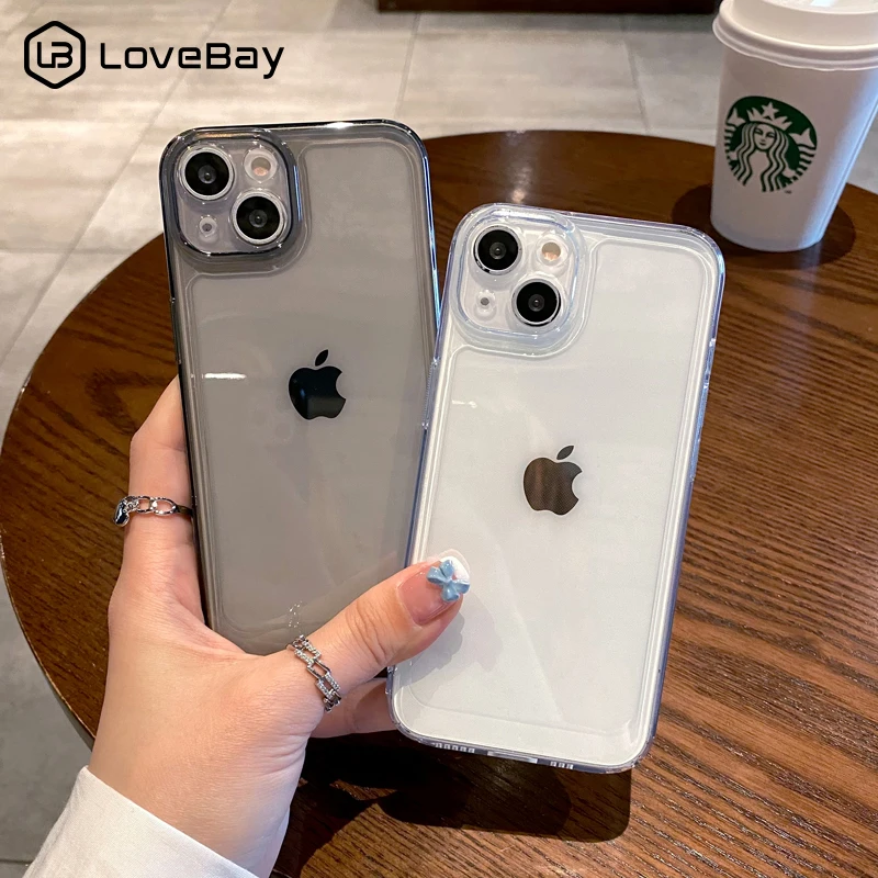 

Lovebay Simple Transparent Camera Protective Phone Case For iPhone 11 13 12 Pro Max X XS XR 7 8 Plus SE 2020 Shockproof Cover