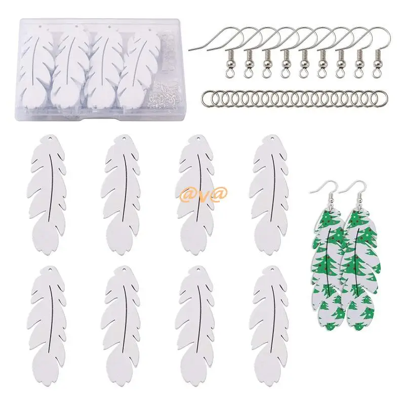 

Sublimation Blank Earrings Unfinished Feather Heat Transfer Earrings with Hooks