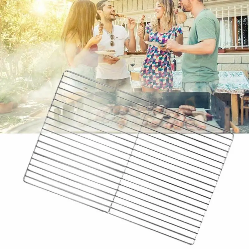 

45cm Portable BBQ Stainless Steel Grill Grate Grid Wire Mesh Rack Cook Replacement Net BBQ Accessories For Home Park Use