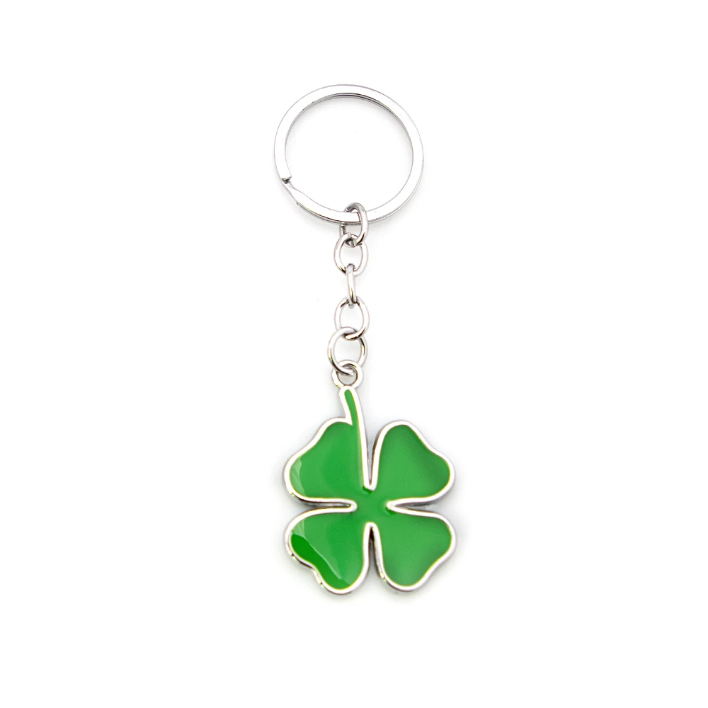 

Hot Sale Creative Green Color Four-leaf Clover Fortune Keychain Key Chain Ring Pendant Bag Accessories Girls Cute Keyring Gifts