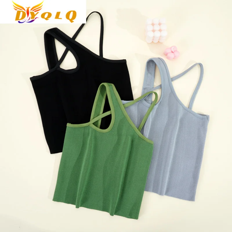 

2022Women Sexy Cross Crop Tops Tube Top Female Streetwear Sleeveless Seamless Sports Lingerie No Chest Pad Soft Crop Top Tank