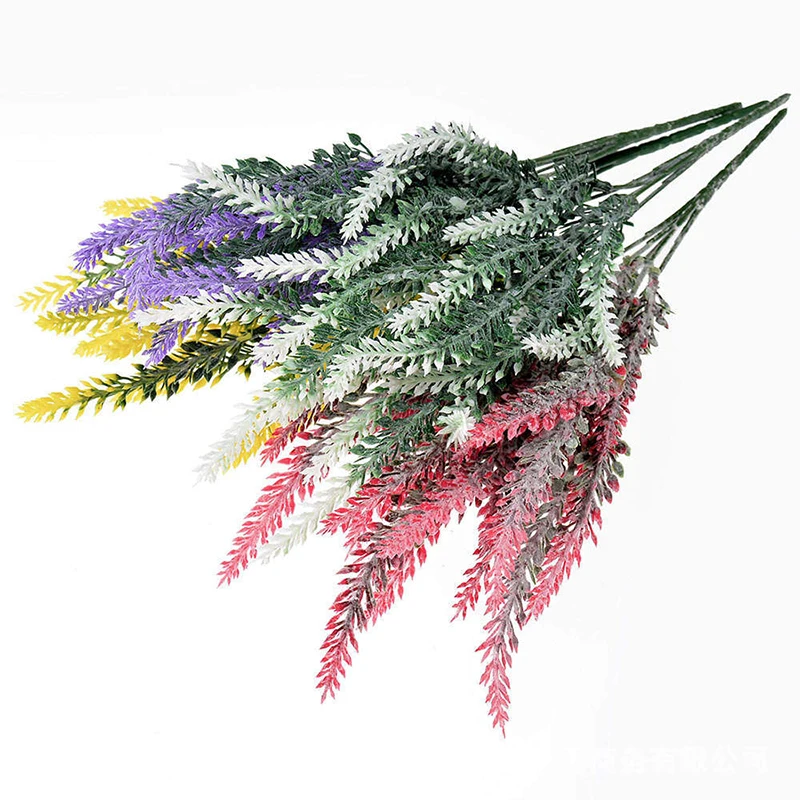 

1 Bundle Artificial Flowers Romantic Provence Lavender Plastic Wedding Decorative Vase For Home Decor Grain Christmas Fake Plant