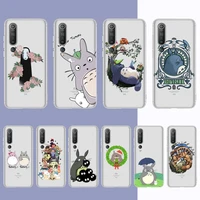 cute totoro miyazaki anime no face phone case for samsung s20 s10 lite s21 plus for redmi note8 9pro for huawei p20 clear case