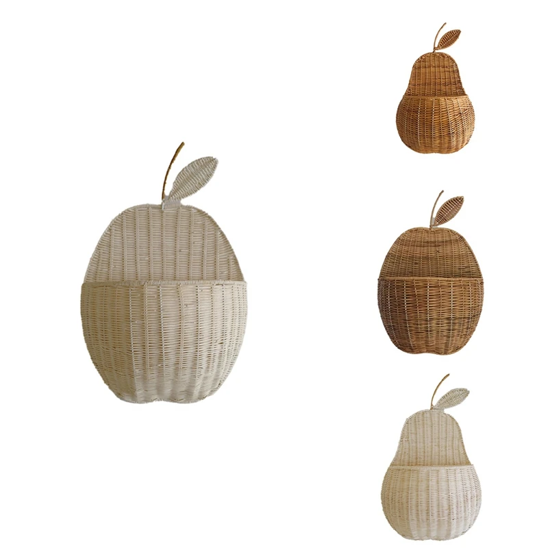 

Rattan Shape Storage Basket Handmade Fruit Organizer Wicker Organizer Baby Room Nursery/Homestay Decoration