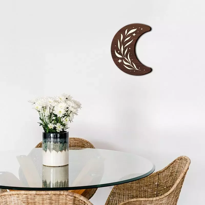 

Half Moon Sign Wooden Dimmable Moon Wall Modern Light Wall Mounted Decorative Crescent Lamp Lighting For Living Room Bedroom