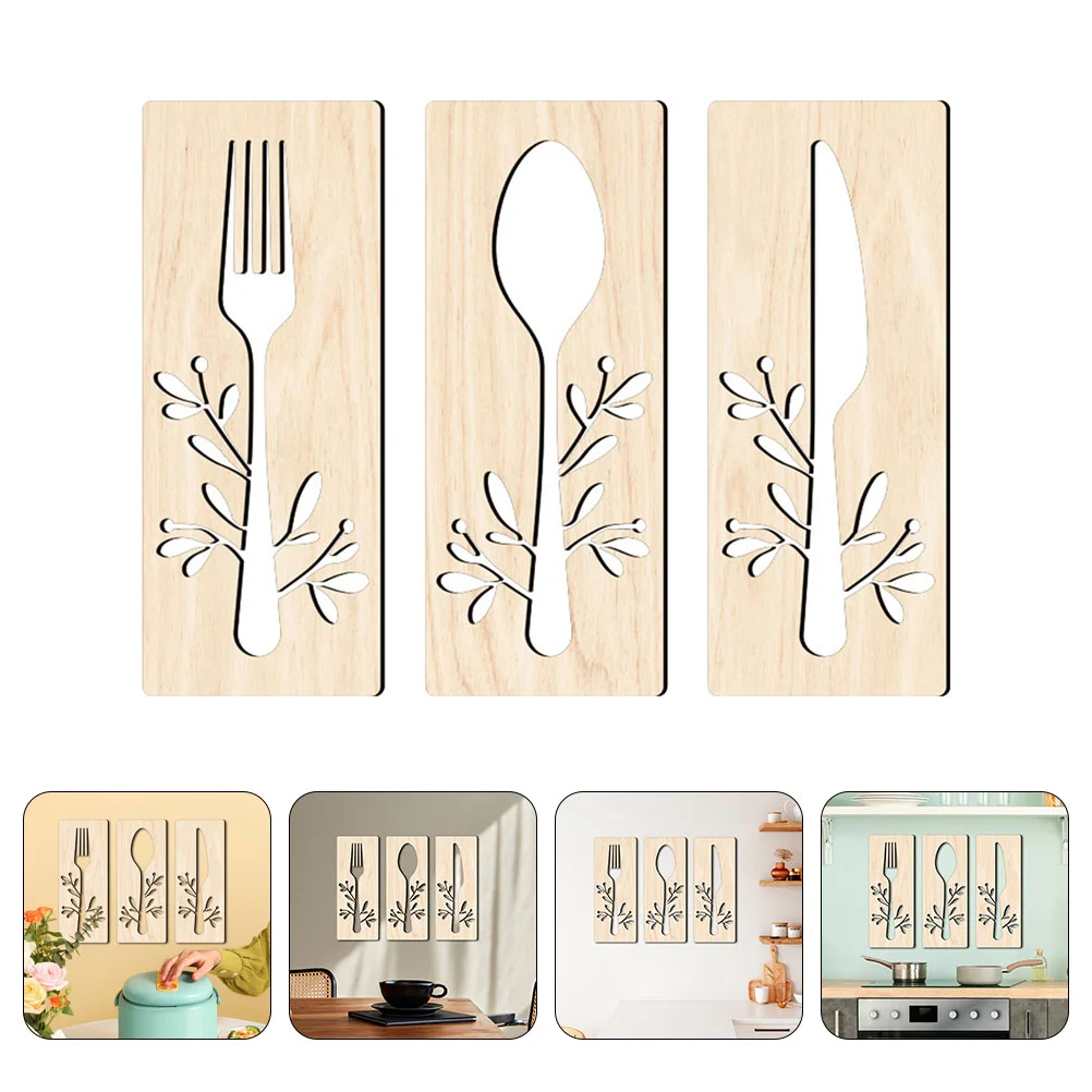 

Wall Kitchen Decor Sign Eat Signs Fork Spoon Hanging Farmhouse Wooden Wood Decals Love Rustic Stickers Plaques Utensils Vinyl