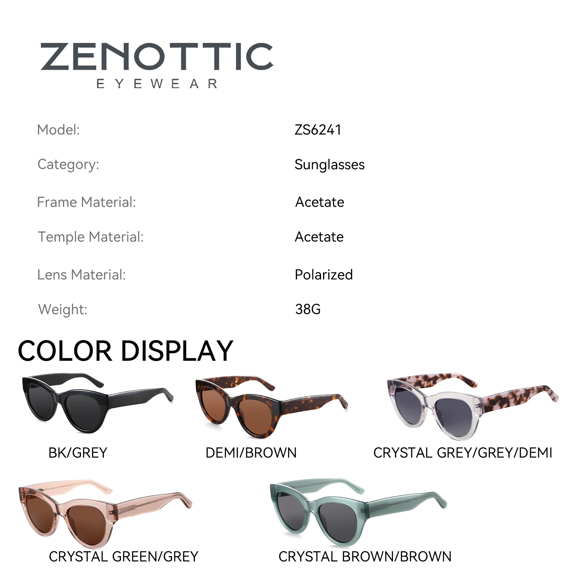 Фото ZENOTTIC модные женские поляризационные солнцезащитные очки в стиле ретро с защитой от ультрафиолета квадратные солнцезащитные очки из ацетата №2