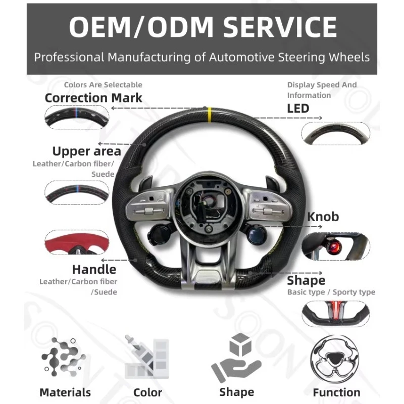Фото Спортивный модифицированный руль OEM для GLC E S CLS A45 C63 E63 S63 G63 W204 W205 W213 W219 W222, аксессуары для тюнинга салона №3
