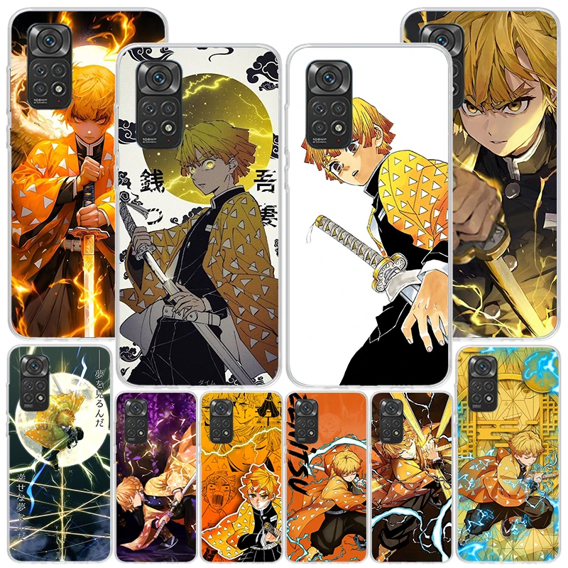 Чехол для телефона Убийца демонов Agatsuma Zenitsu Xiaomi Redmi Note 13 12S 12 11 11S 11E 10 Pro Plus 10S 11T 9 9S 8 8T