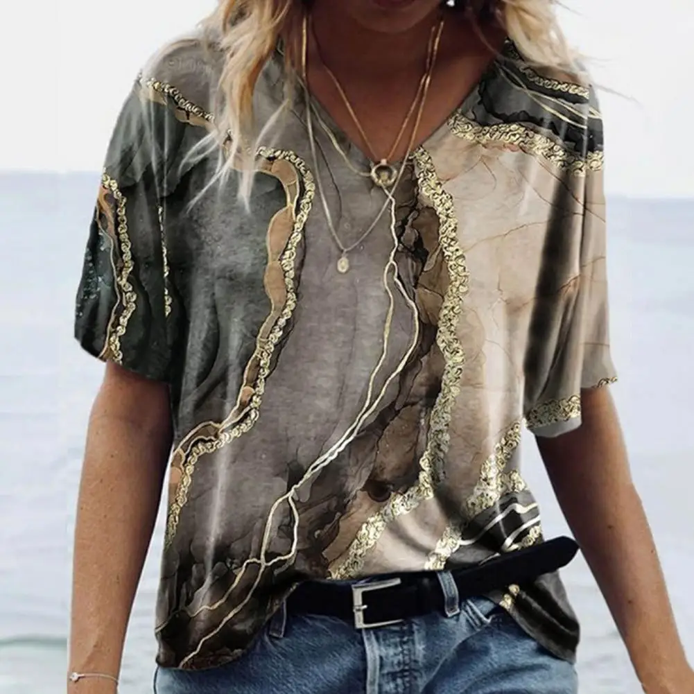 

Summer T-shirt Short Sleeve Tee Top Casual Simple Women Pullover T-shirt