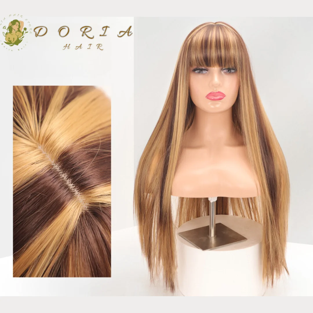 Средней части длинные шелковистые прямые волосы удлинение челки на лбу женские