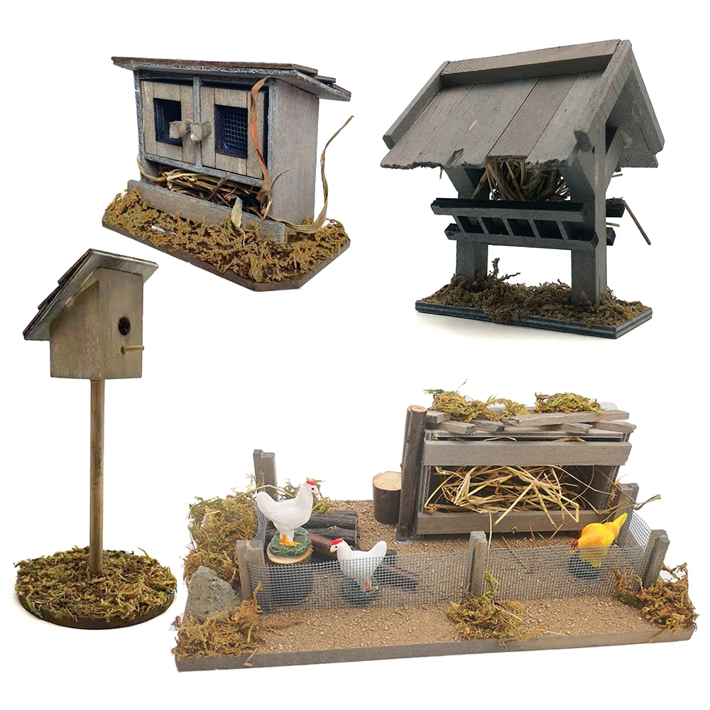 Doll House Mini Wooden Chicken House Mini Bonfire Miniature Manger Doll House Accessories Fairy Garden Yard Decoration images - 6