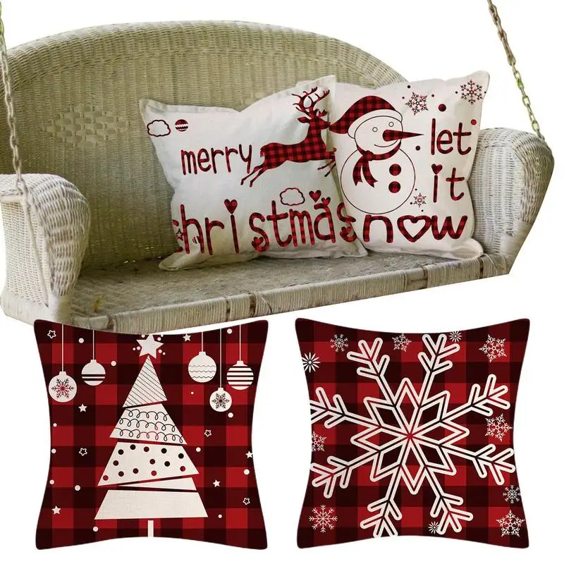 

Рождественские декоративные наволочки, 4 шт., Рождественский узор «сделай сам», рождественские декоративные наволочки 18x18, рождественские у...