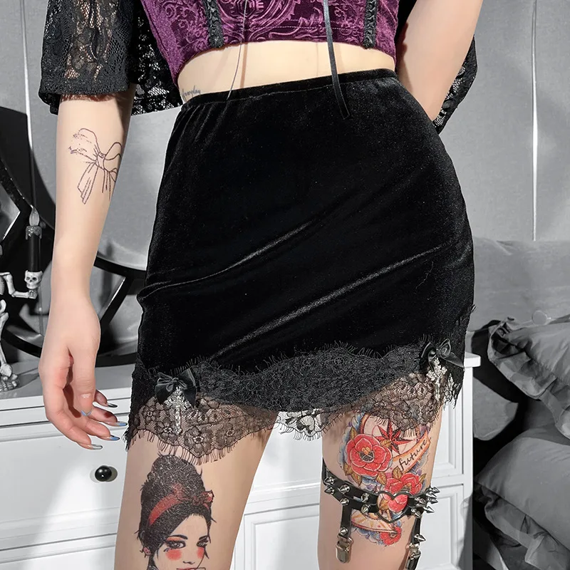 

Harajuku Skirt Gothic Skirt Dark Lace Tight Bag Hip Tight Fashion High Waist Skirt Goth Skirt Punk Skirt Black Skirt Sexy Skirt