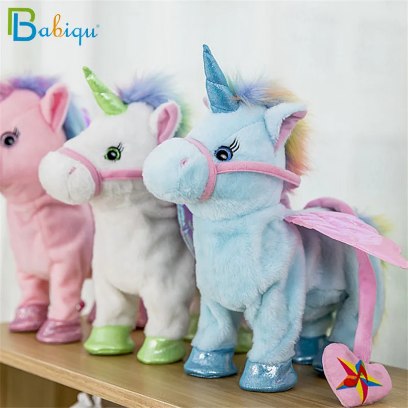 

Cute Unicorn rope Pegasus doll, an electric dragon horse plush toy that can walk and sing