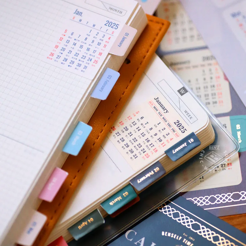 Наклейки-календарь 2025 года винтажная золотая фольга блокнот-планировщик