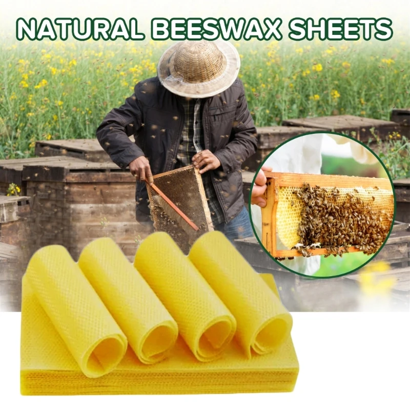 10pcs Beehoney Sheets Wax Foundation Beekeeping Equipment Beehoney Comb Frame Beeswax Sheets for Candle Making 13x9cm