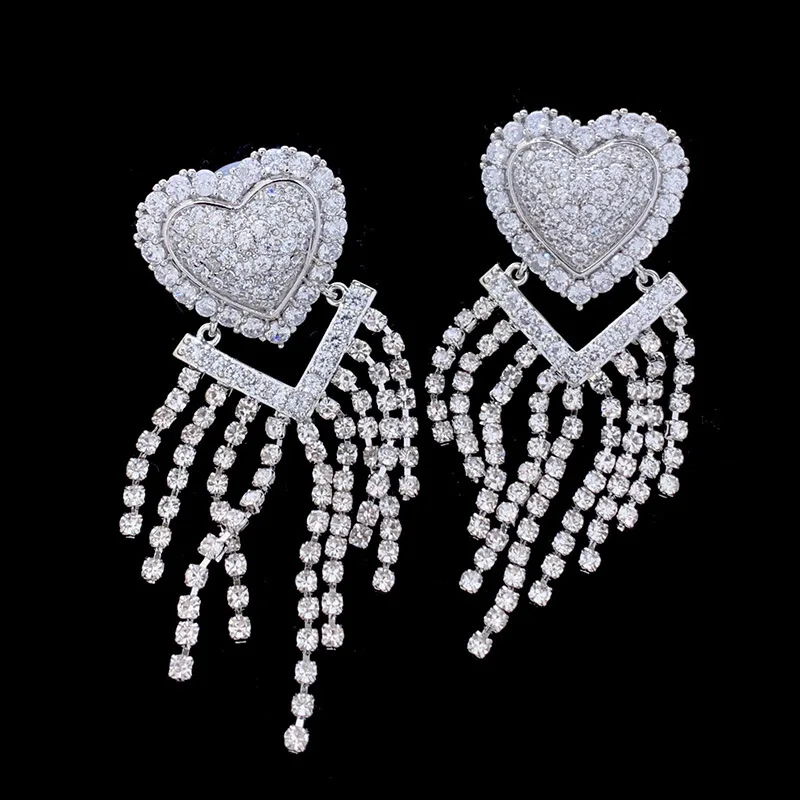 

women's korean style exaggerated temperament personality ear clips with tassel earrings