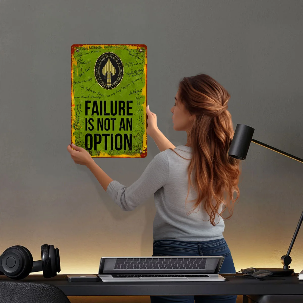 Фото SOCOM Failure Is Not an Option Знак Военный плакат Украшение игровой комнаты Пользовательские металлические жестяные вывески для настенного художественного украшения Ретро №2