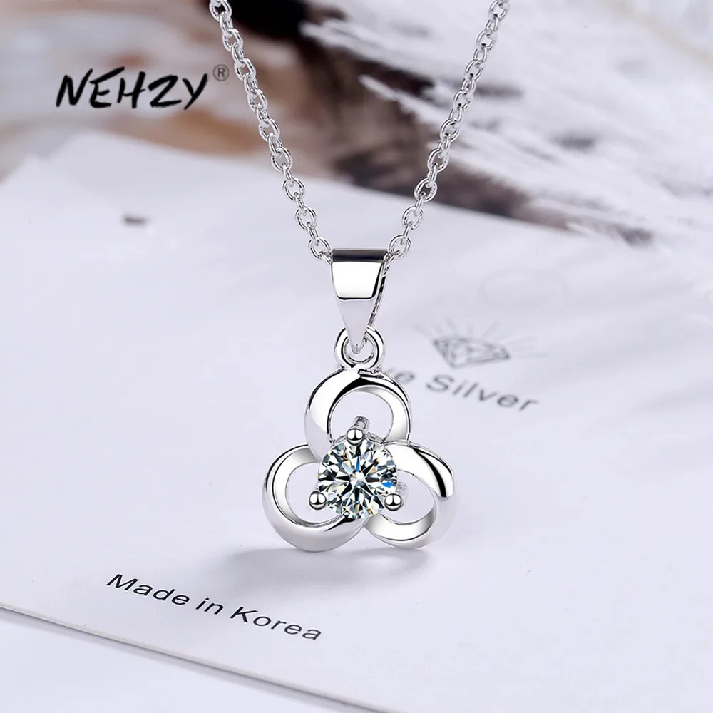 

NEHZY Silver plating New Woman Fashion Jewelry High Quality Cubic Zirconia Flower Pendant Necklace Length 40+3.5CM