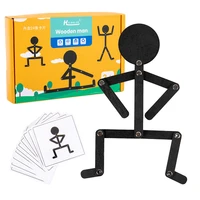 adjustable wooden man montessori toys puzzle with 24pcs cards early learning power develop games intellectual enlight kids toys
