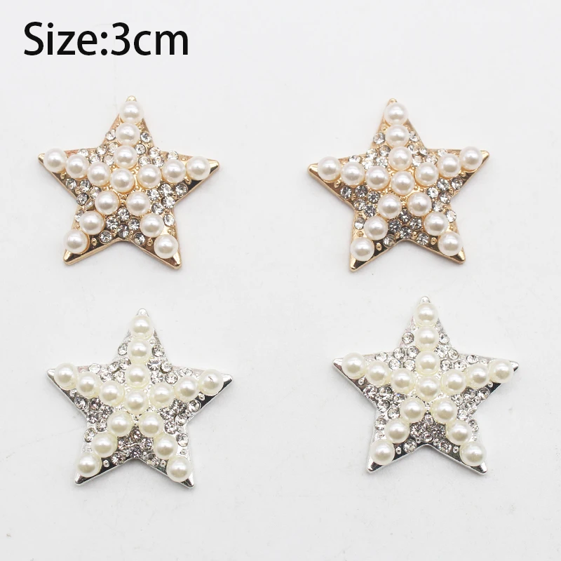

Новинка 10 шт./партия 3 см сплав пентаграмма жемчуг стразы плоские украшения для одежды DIY Кнопка ювелирные аксессуары