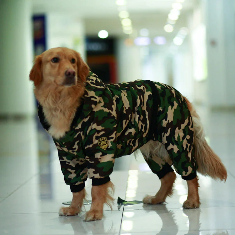 

Winter Warm Camouflage Jumpsuit Big Dog Clothes Hoodie Golden Retriever Pet Coat Jacket For Large Dogs Ropa Para Perro Chihuahua